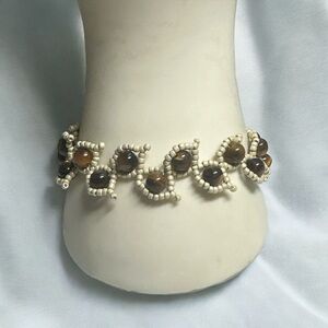 Tiger Eye and Seabeads Leaf Bracelet with extension